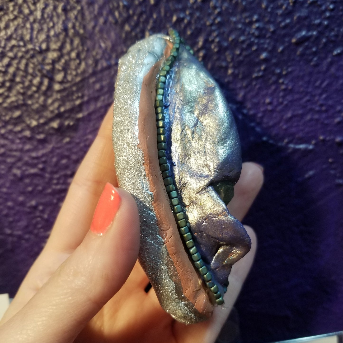 Blue Green Gem One-of-a-kind Vulva WALL ART by VULVAR Productions