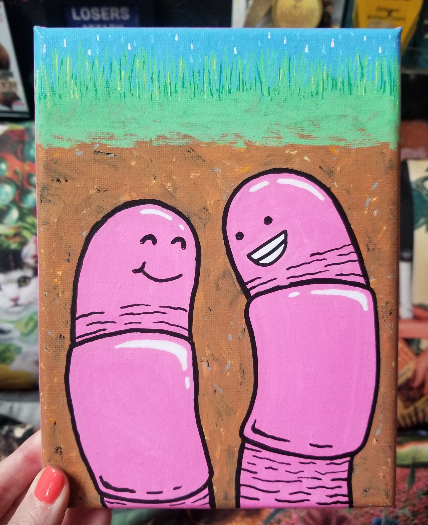 Two Worms Painting by @draculadco