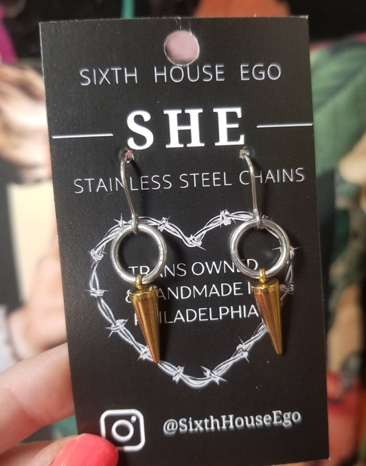 1/0 Gold Spike EARRINGS by Sixth House Ego