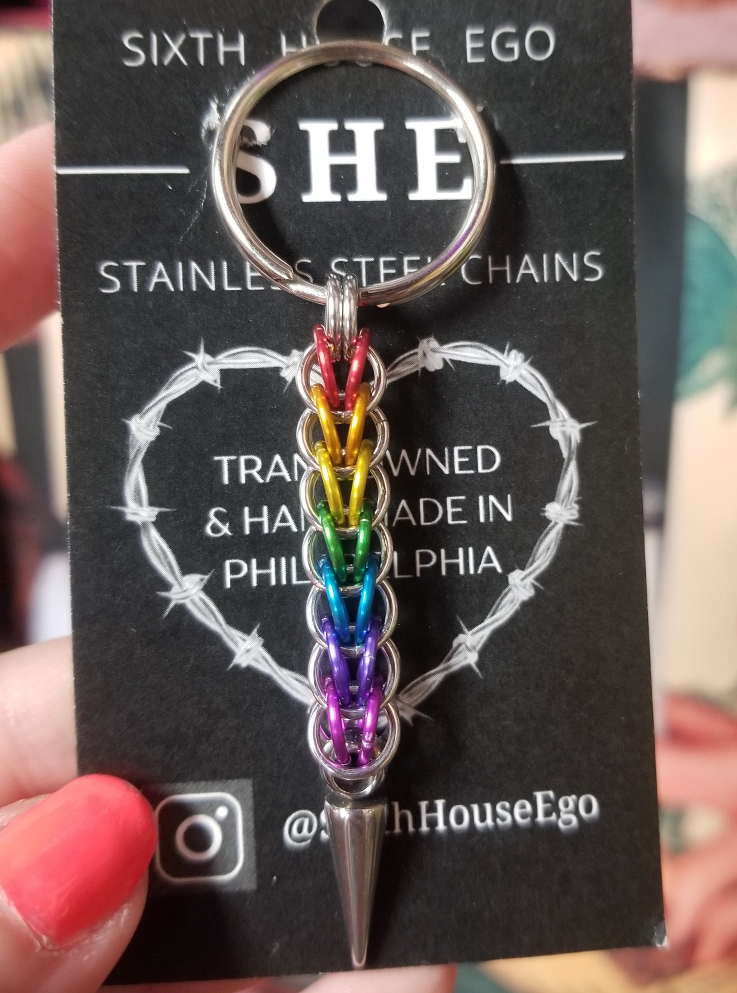 Rainbow Chainmaille KEYCHAIN by Sixth House Ego
