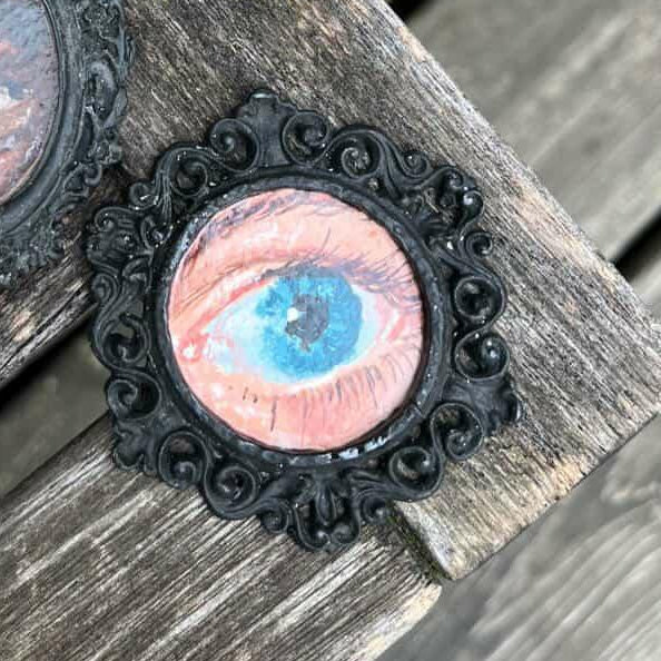 Blue Eye Black Round Frame Original PAINTING