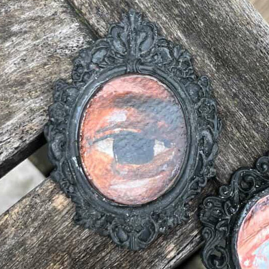 Eye Oval Black Frame Small Framed Original PAINTING