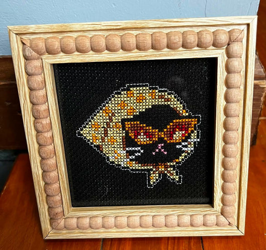 Cat Widow Framed Cross-Stitch