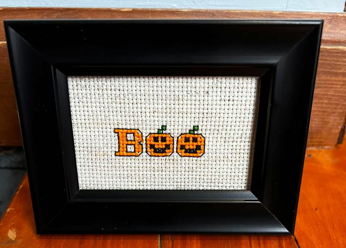 Boo Pumpkin Framed Cross-Stitch