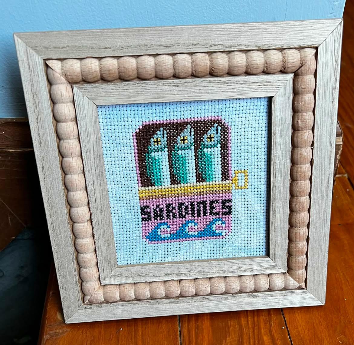 Sardines Framed Cross-Stitch