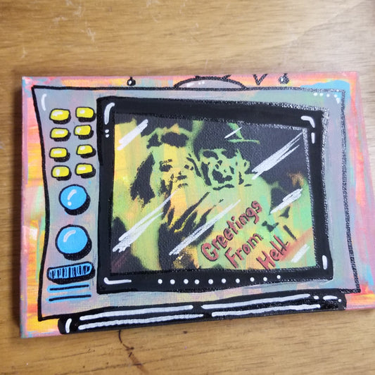 Greetings From Hell Freddy TV PAiNTiNG by Taped Off TV