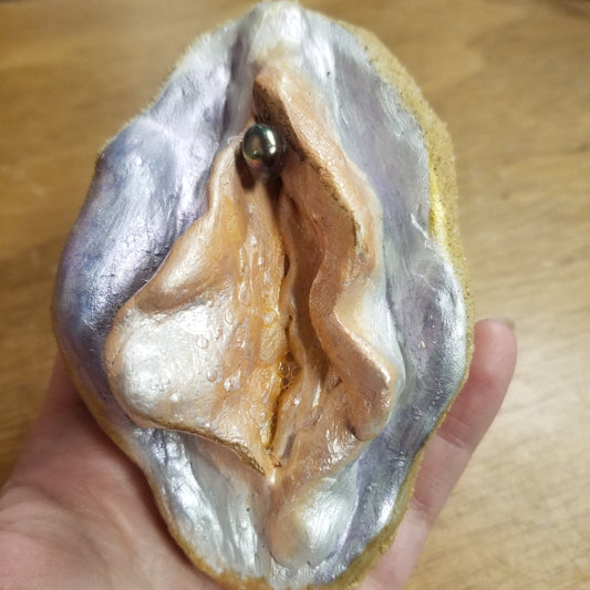 Iridescent Pearl One-of-a-kind Vulva WALL ART by VULVAR Productions
