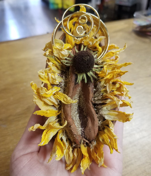 Sunflower Solstice One-of-a-kind Vulva WALL ART by VULVAR Productions