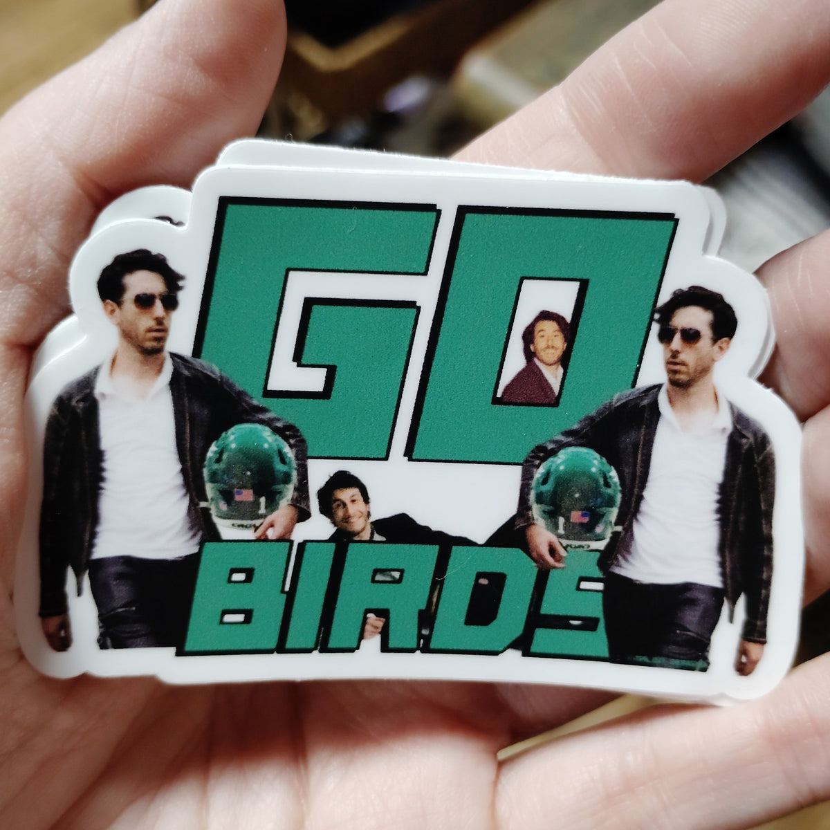 Go Birds Holding Helmut STiCKER by Malign Designs