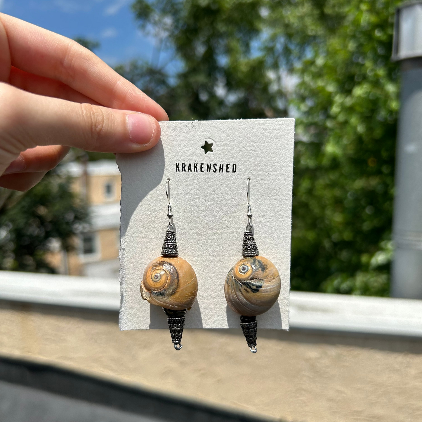 Krakenshed Moon Snails w/ Metal Ends EARRiNGS