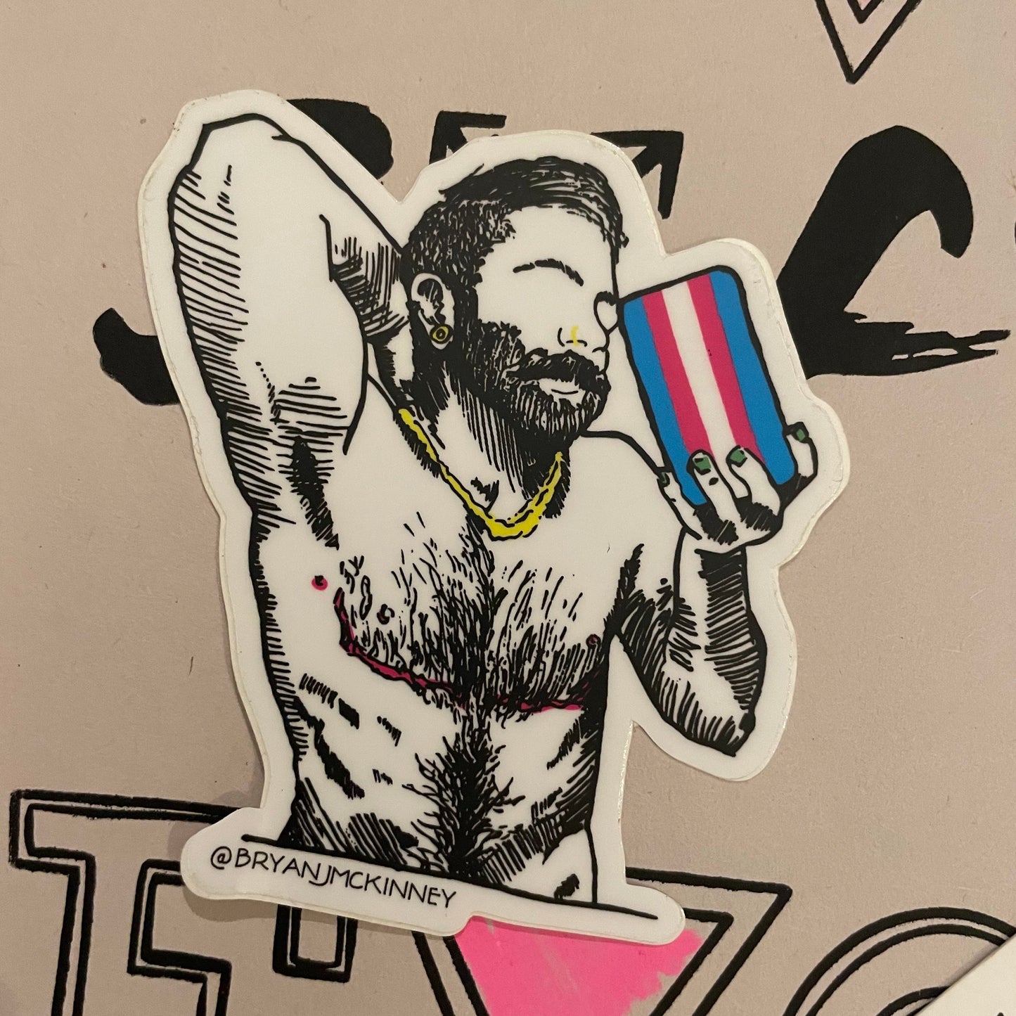 Trans Flag Selfie STiCKER