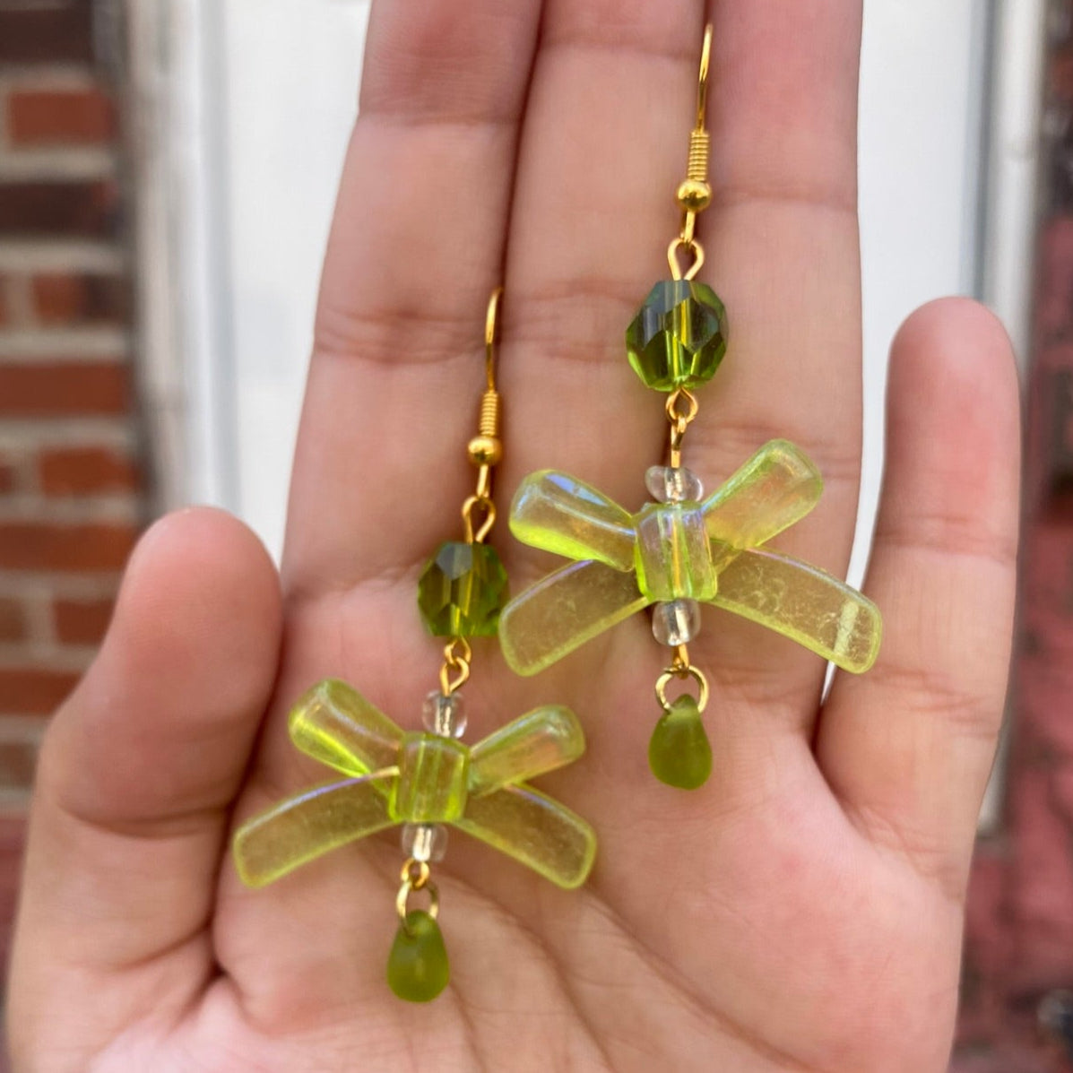 Green Bow EARRiNGS by Lavish-Li Made