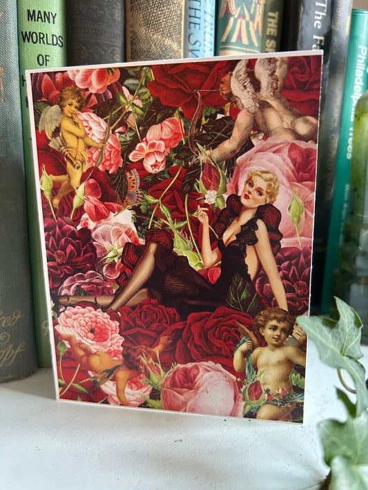 Cupid's Garden Pinup GREETING CARD