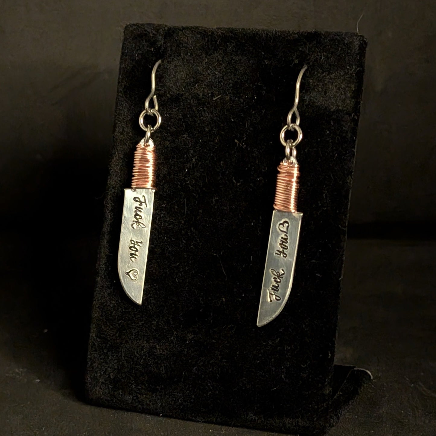 Fuck You <3 Knife EARRiNGS by Sixth House Ego