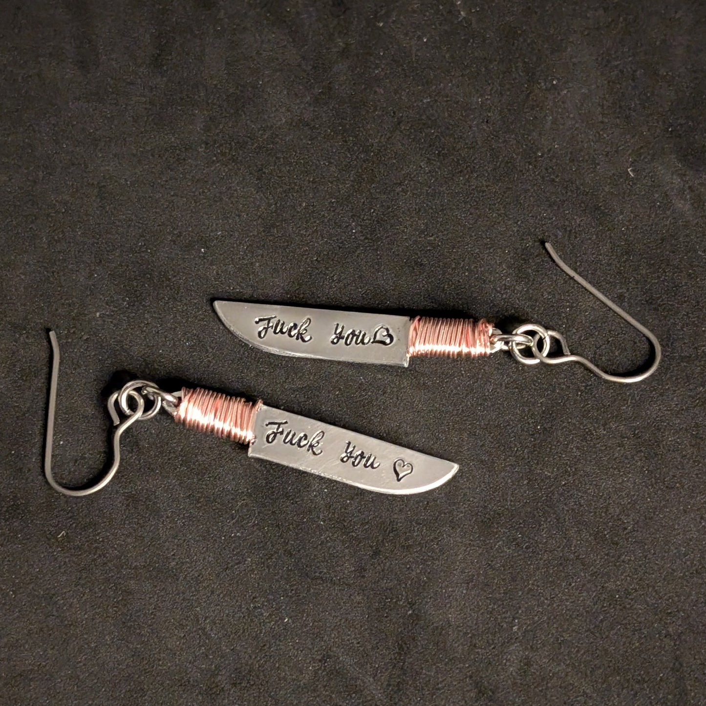 Fuck You <3 Knife EARRiNGS by Sixth House Ego