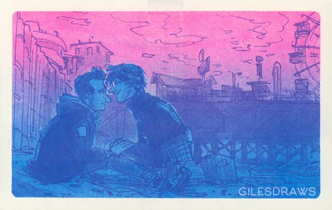 Beach Moment Riso PRiNT by Giles Crawford