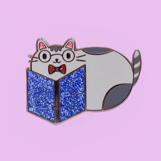A Very Smart Cat Reading A Book ENAMEL PiN