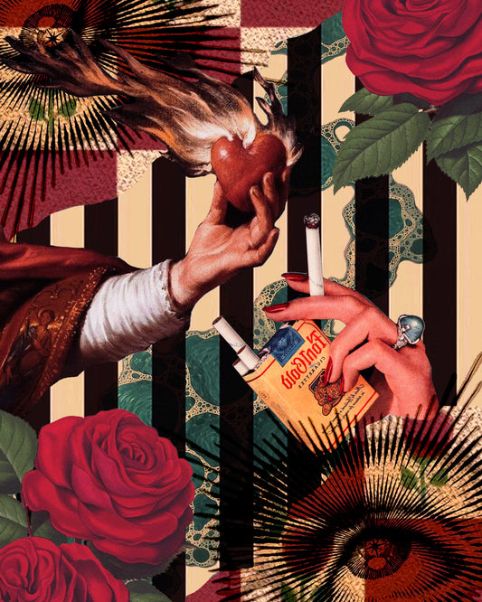 Burning Heart Collage PRINT