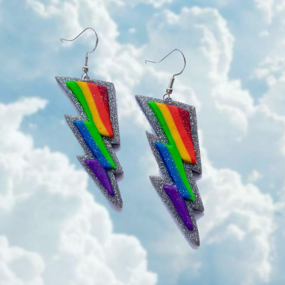 Rainbow Lightning Bolt EARRiNGS