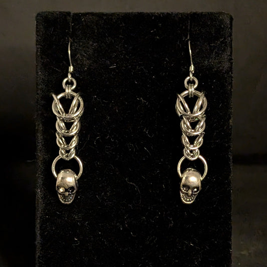 Chainmaille Skull EARRiNGS by Sixth House Ego