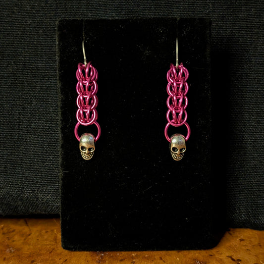 Pink Chain Skull EARRINGS by Sixth House Ego