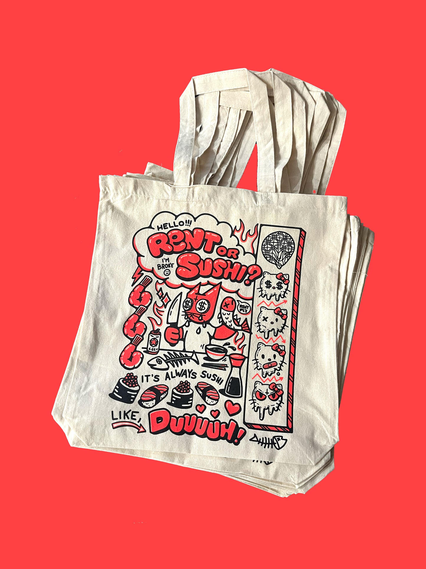 Rent or Sushi TOTE BAG by the666cat