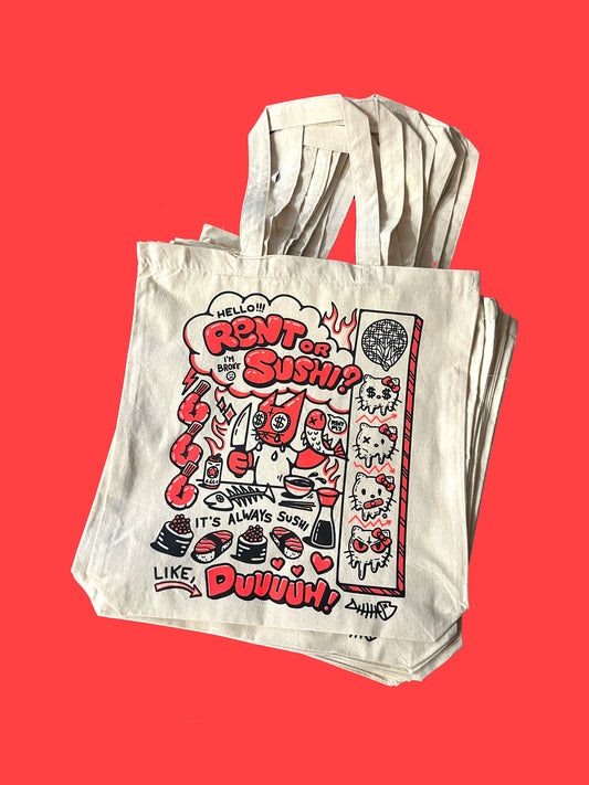 Rent or Sushi TOTE BAG by the666cat