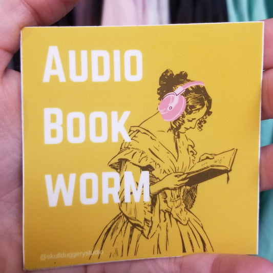 Audio Book Worm STICKER by Skullduggery Studio