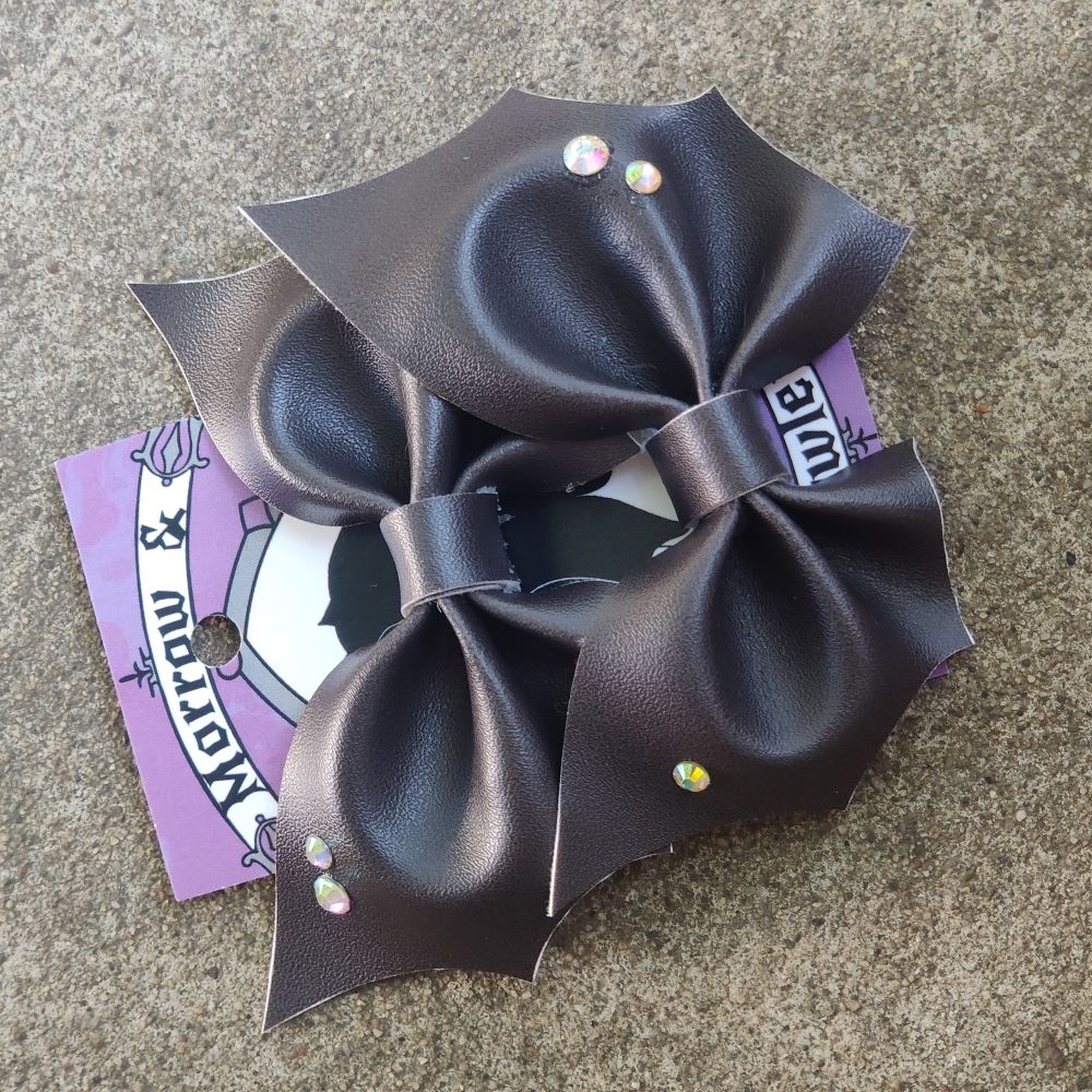 Set of 2 Bat Wing Vinyl  HAiR BOWs / CLiPs