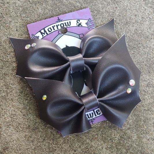 Set of 2 Bat Wing Vinyl  HAiR BOWs / CLiPs