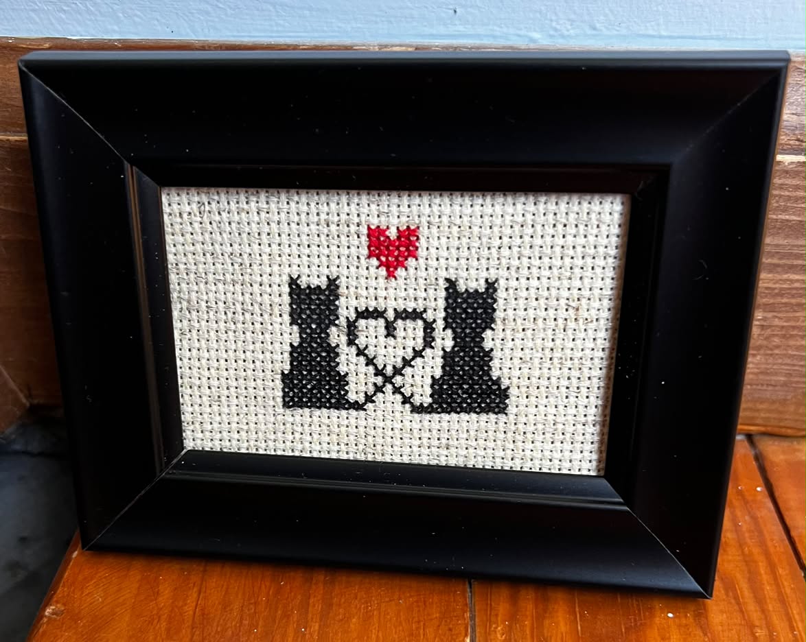 Heart Tails Framed Cross-Stitch