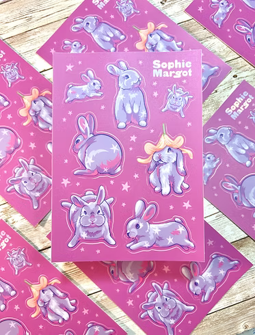Bunnies STICKER SHEET by @SophieMargotArt