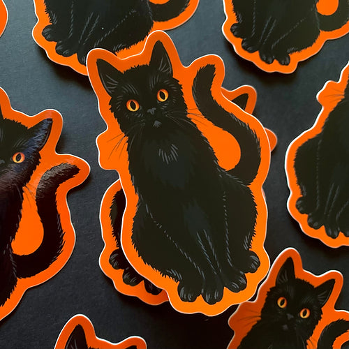 Black Cat STICKER by @SophieMargotArt