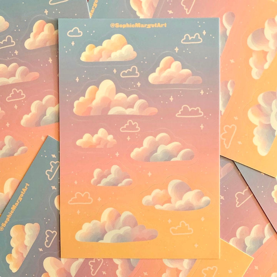 Pastel Clouds STICKER SHEET by @SophieMargotArt