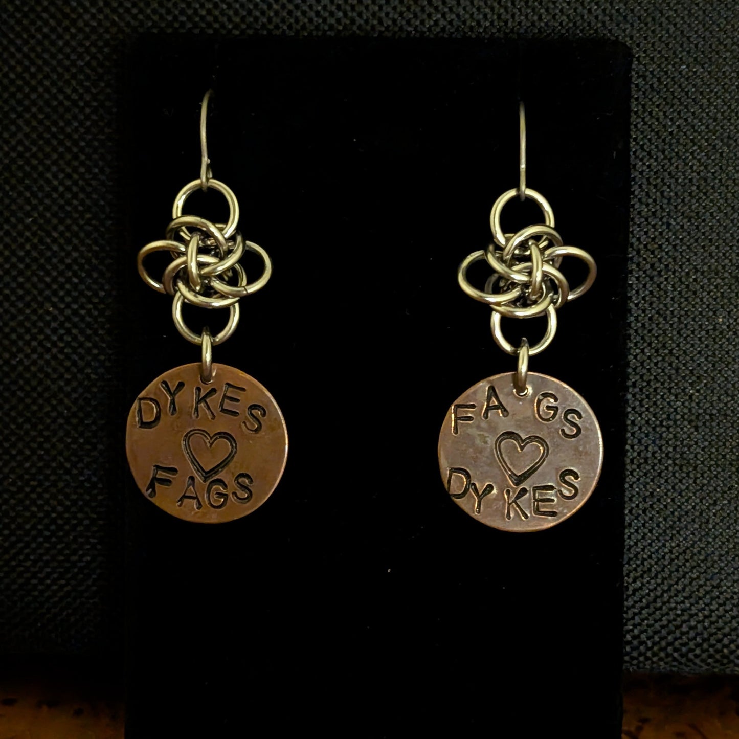 <3 Dykes Fags EARRINGS by Sixth House Ego