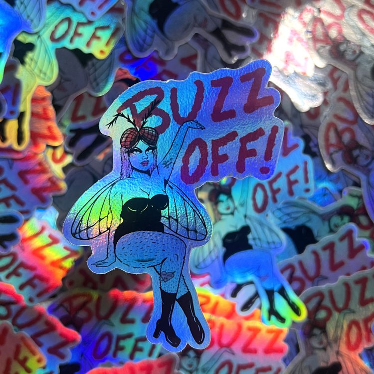 Buzz Off! Flygrrl Holographic STiCKER