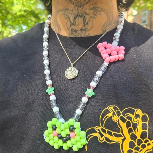 Glow In The Dark Beaded Handmade Frog NECKLACE