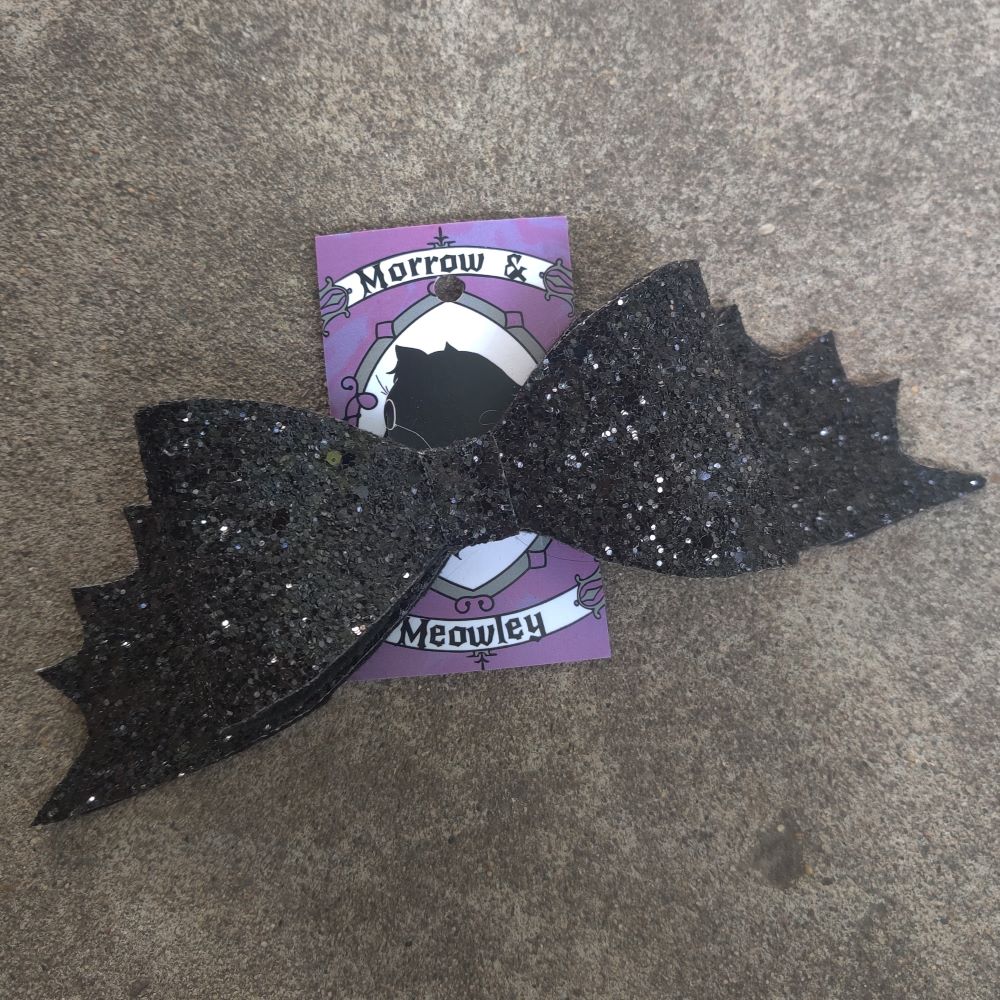 Bat Wing Black Sparkles Vinyl HAiR BOW / CLiP