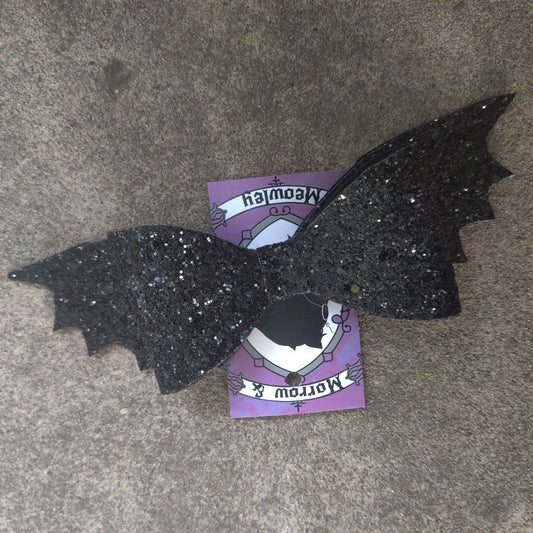 Bat Wing Black Sparkles Vinyl HAiR BOW / CLiP