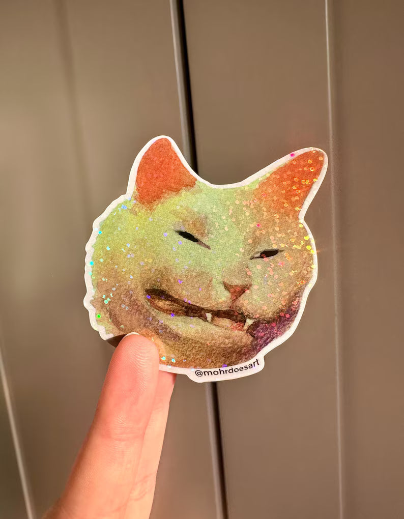 Glittery Cat Scrunge STICKER