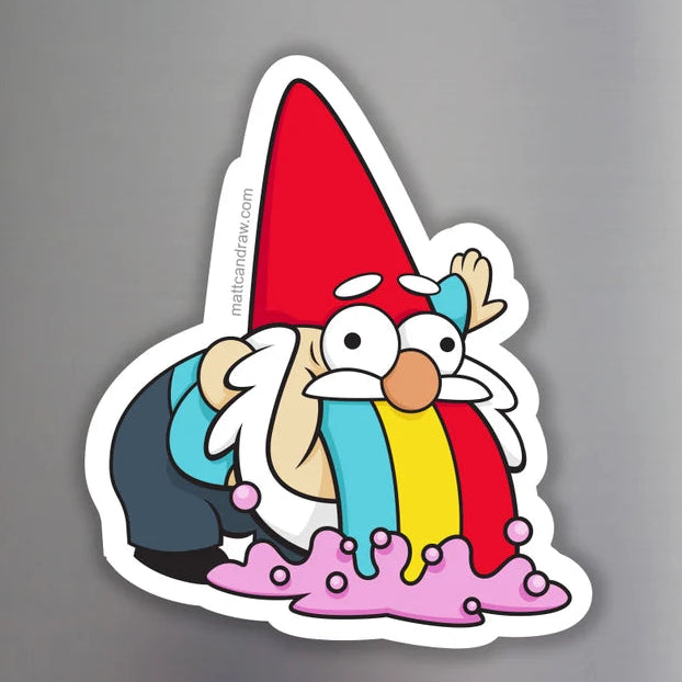 Rainbow Puking Gnome MAGNET by mattcandraw