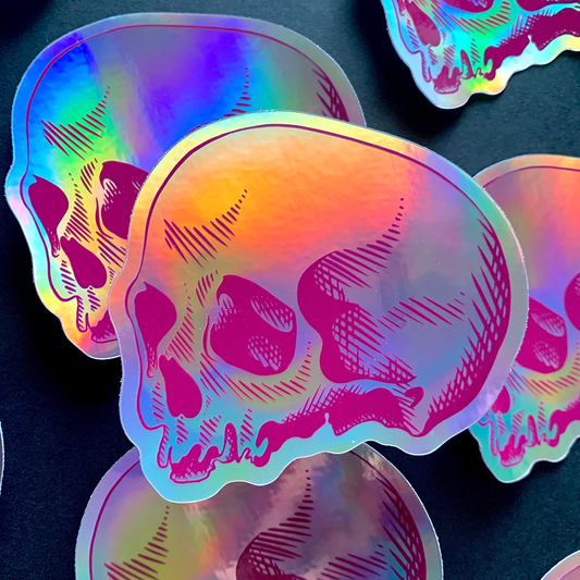 Holographic Skull STICKER by @SophieMargotArt