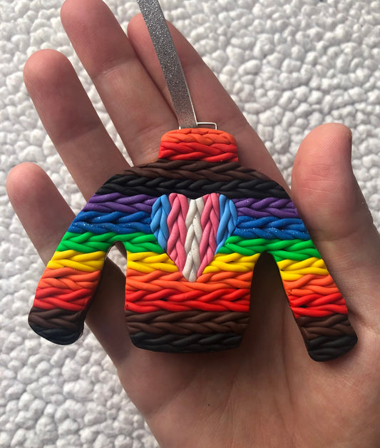 Inclusive Pride Sweater Holiday ORNAMENT by Gay Clay