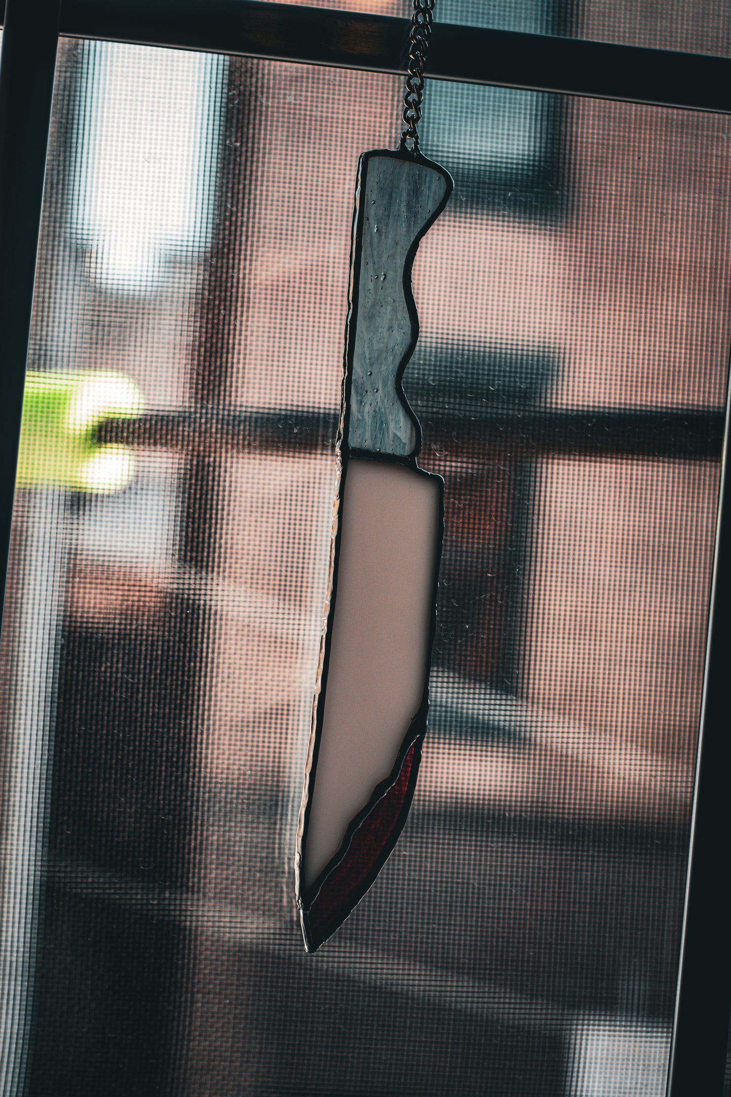 Bloody Knife HANGING STAINED GLASS