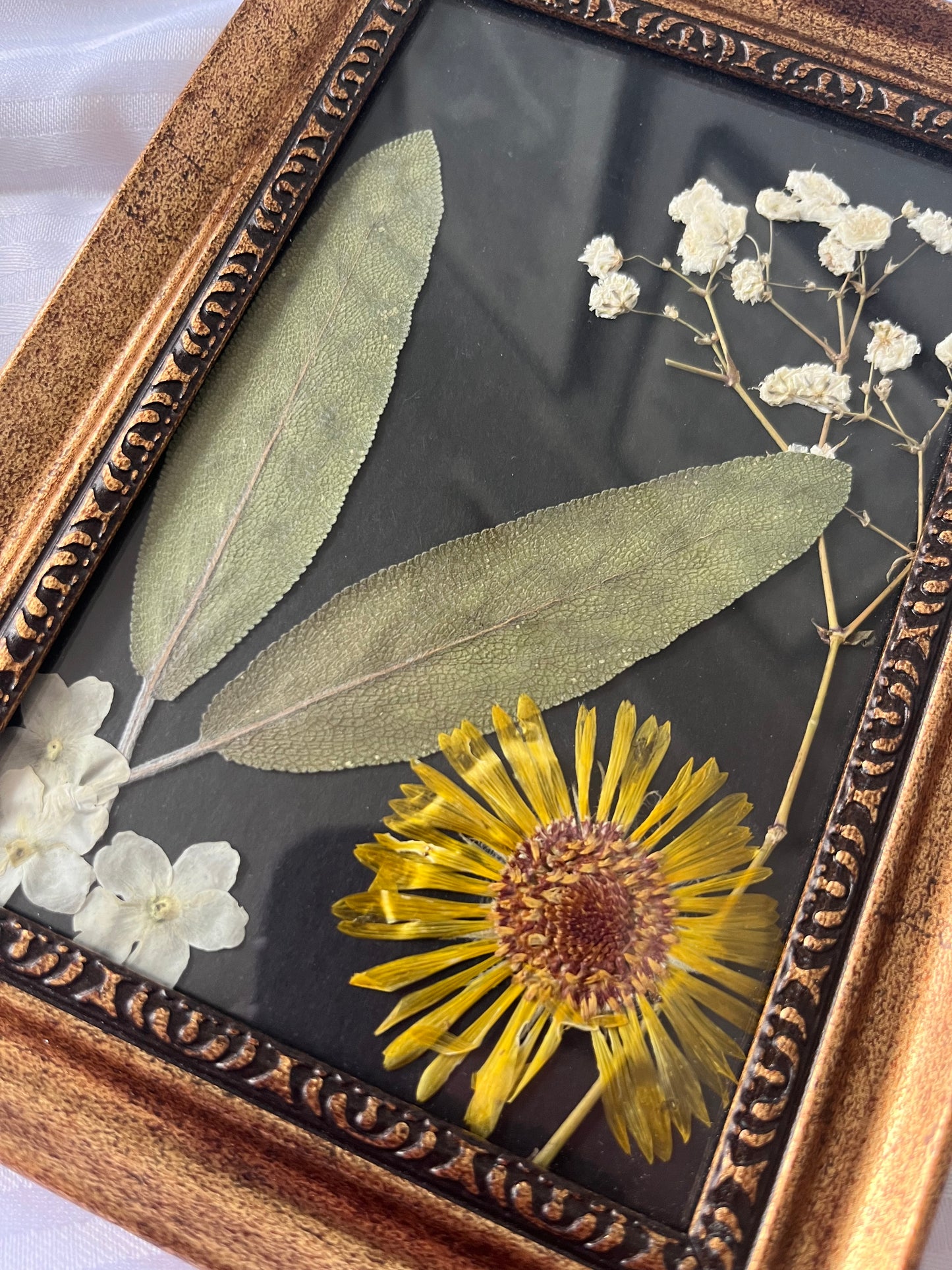 Pressed Flower Gold FRAMED WALL HANGING