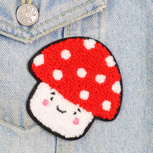 Cute Mushroom Chenille Iron-on PATCH by fluffmallow