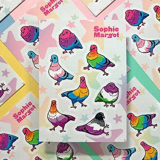 Pride Pigeons STICKER SHEET by @SophieMargotArt