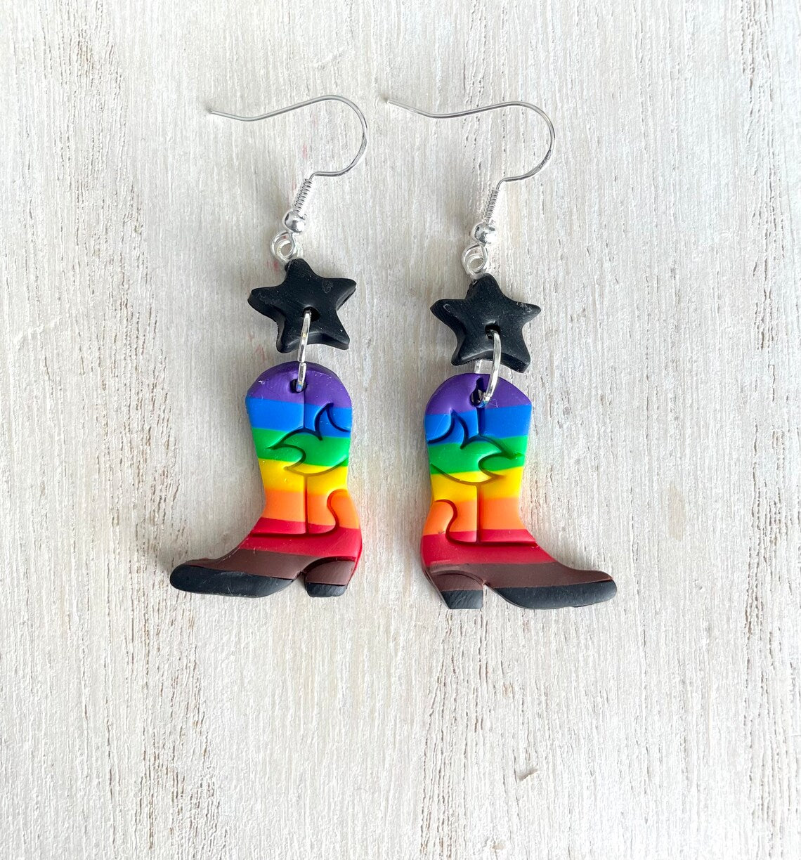 Queer Pride Flag Boots EARRINGS by Gay Clay