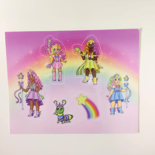 Rainbow Unicorn Magical Girls STICKER SHEET by Millie Dubois