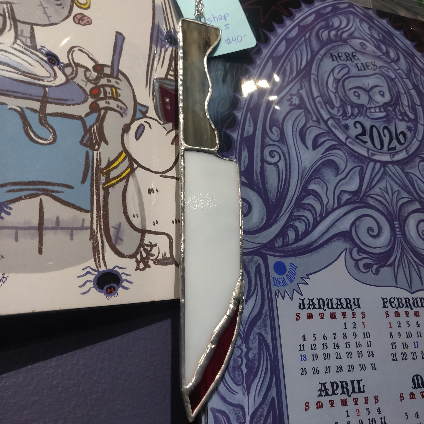 Bloody Knife Stained Glass ORNAMENT/ WALL HANG